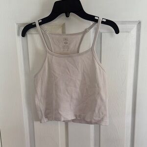 Aura White Ribbed Tank Top